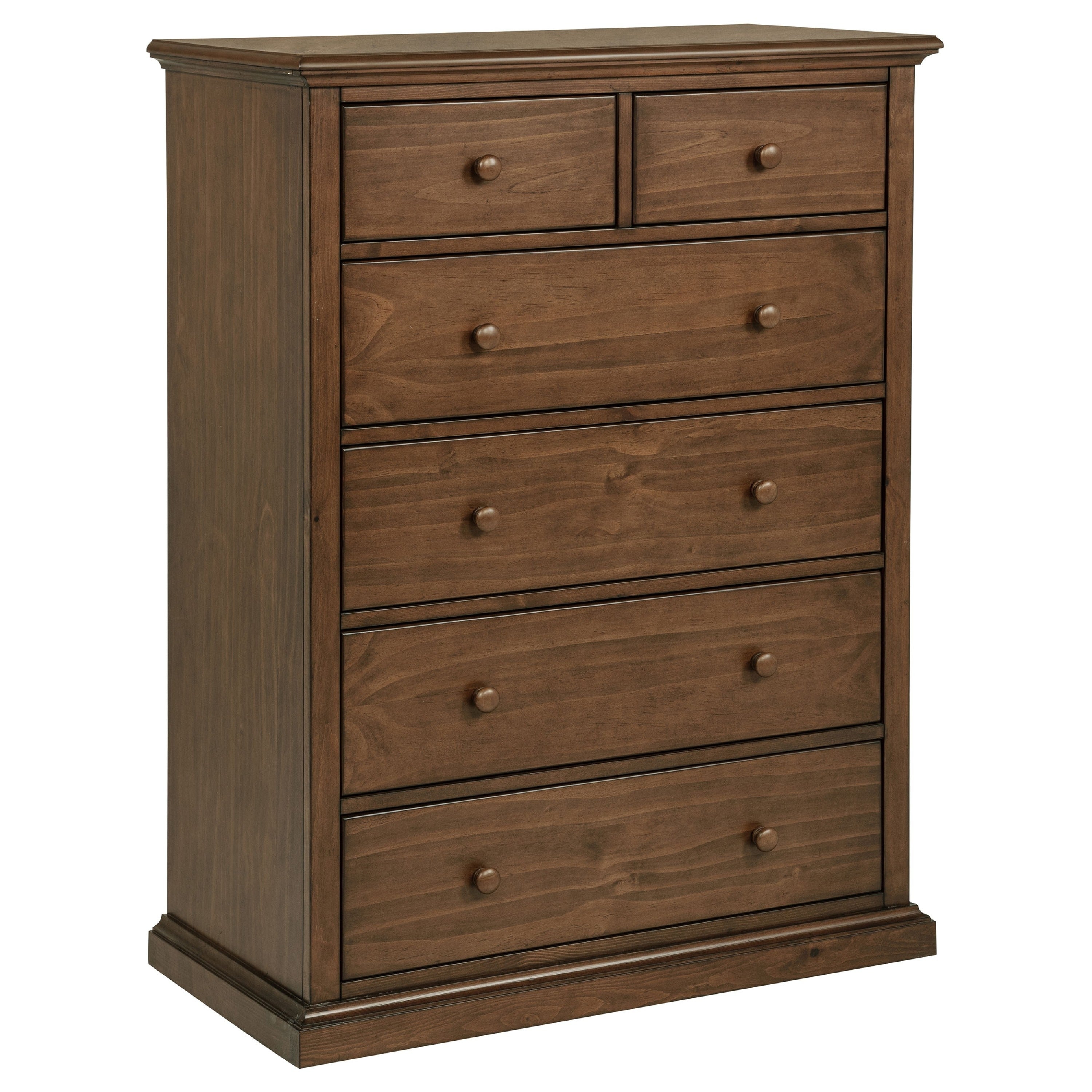 Umer Tall Dresser Chest 6 Tinted Drawers Plinth Base Medium Brown Wood
