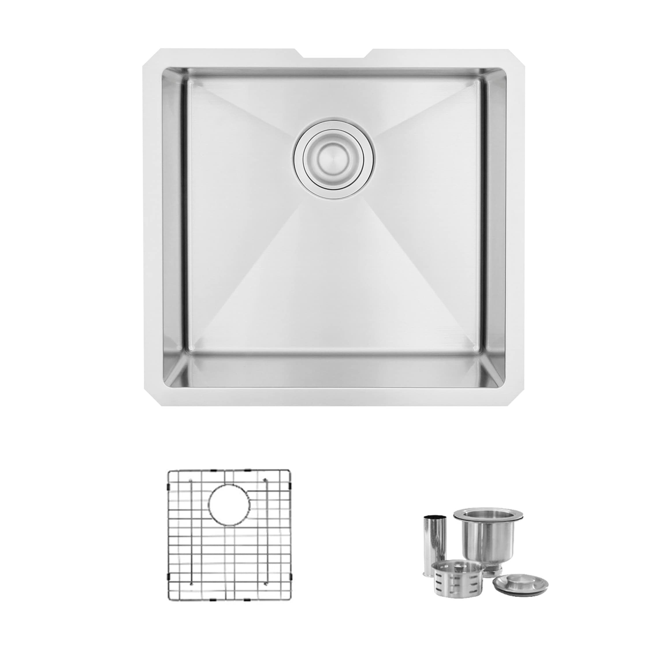 19 Single Bowl 18G Stainless Steel Kitchen Sink With Grid S 308Xg Aqua 19 L X 18 W X 10 D