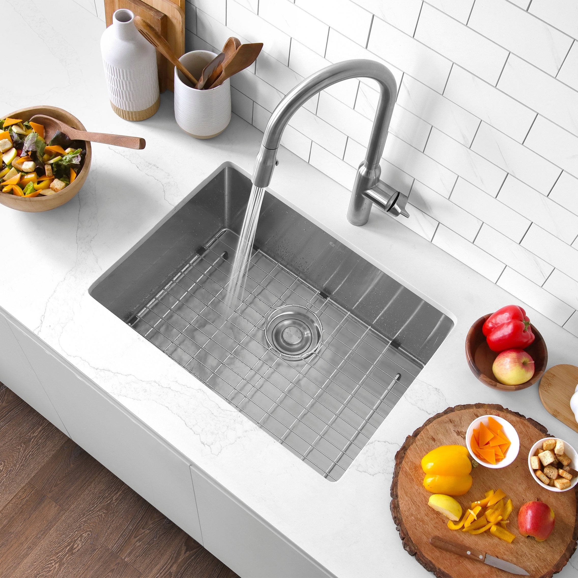 23 Single Bowl 16G Stainless Steel Kitchen Sink Grid S 307Xg Citrine 23 X 18 X 10