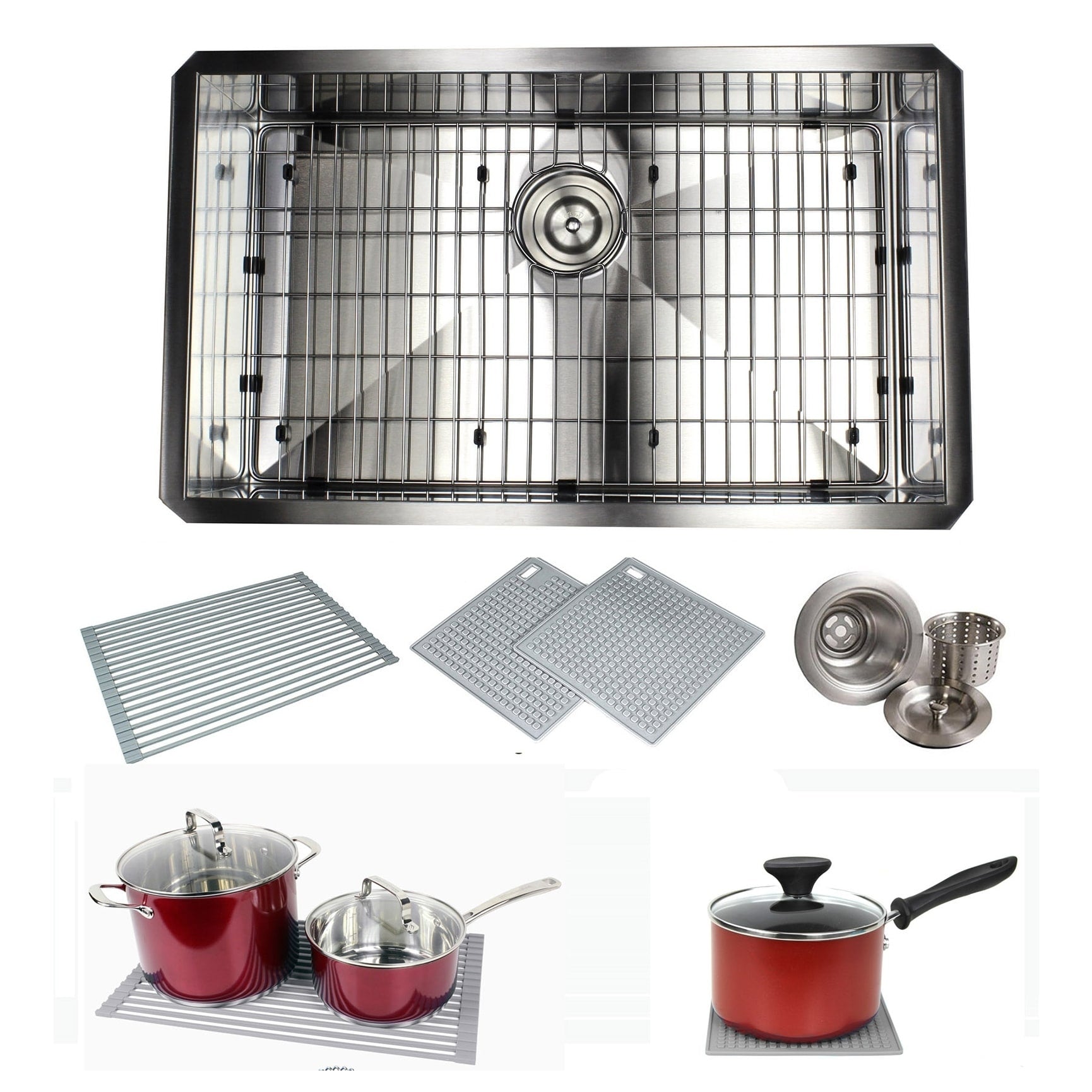 Undermount 30 In. X 18 In. X 10 In. Deep Stainless Steel 16 Gauge Single Bowl Zero Radius Kitchen Sink Combo