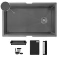 Undermount 33 Inch Workstation Single Bowl Kitchen Sink With Dura Tek Finish And Accessories Handmade