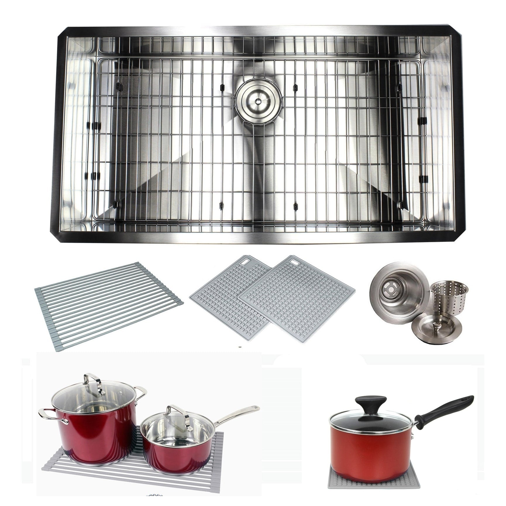 Undermount 36 In. X 19 In. X 10 In. Deep Stainless Steel 16 Gauge Single Bowl Zero Radius Kitchen Sink Combo