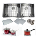 Undermount 42 In. X 20 In. X 10 In. Deep Stainless Steel 16 Gauge Double Bowl 60 40 Zero Radius Kitchen Sink Combo