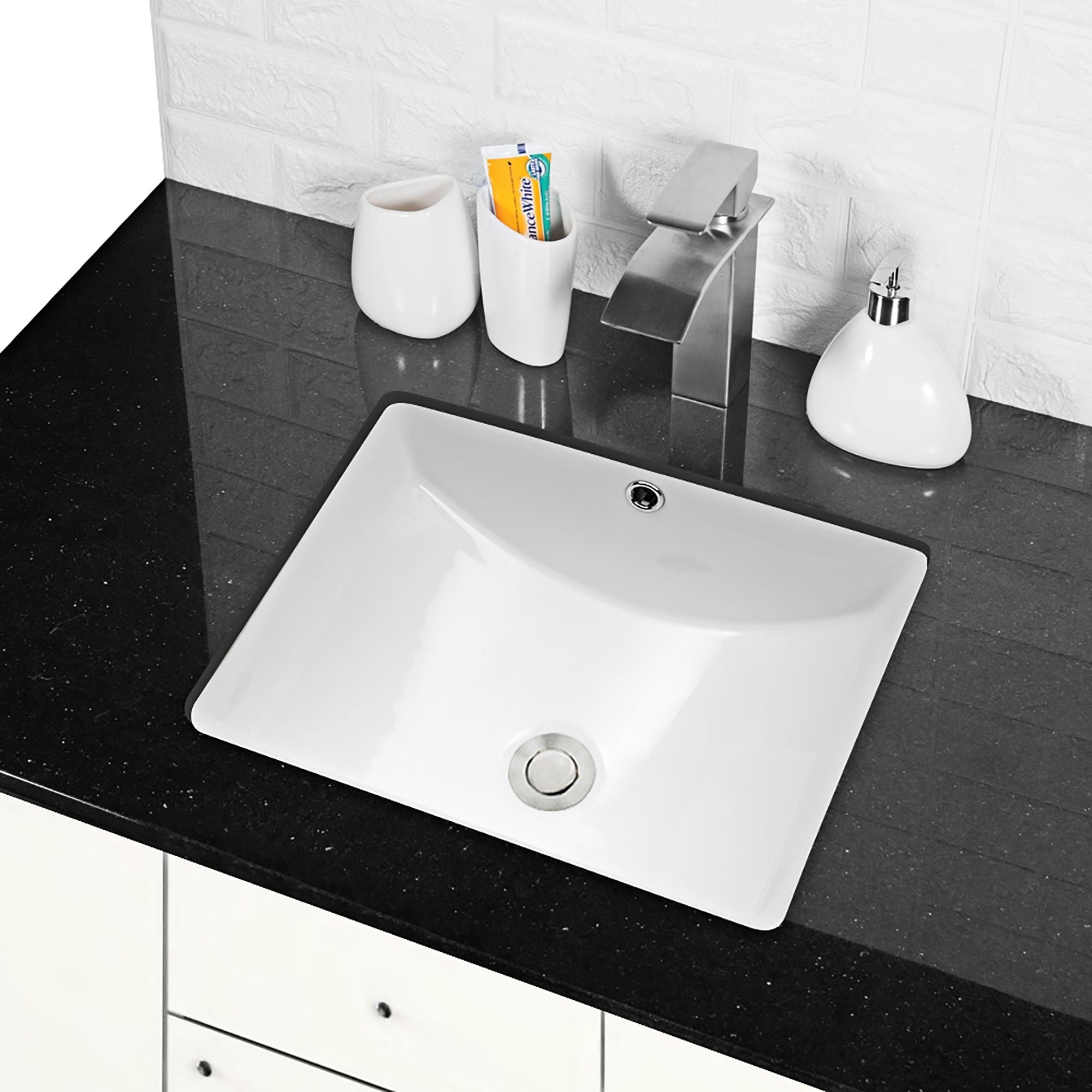 Undermount Bathroom Sink Single Bowl Ceramic Sink With Overflow