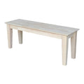 Unfinished 48 Inch Solid Parawood Shaker Style Bench