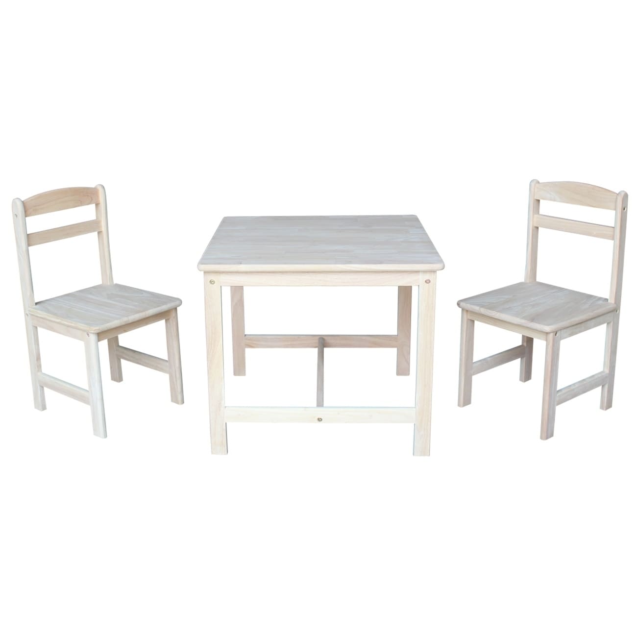 Unfinished Parawood Childrens 3 Piece Table And Chair Set