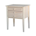 Unfinished Solid Parawood 2 Drawer Accent Table