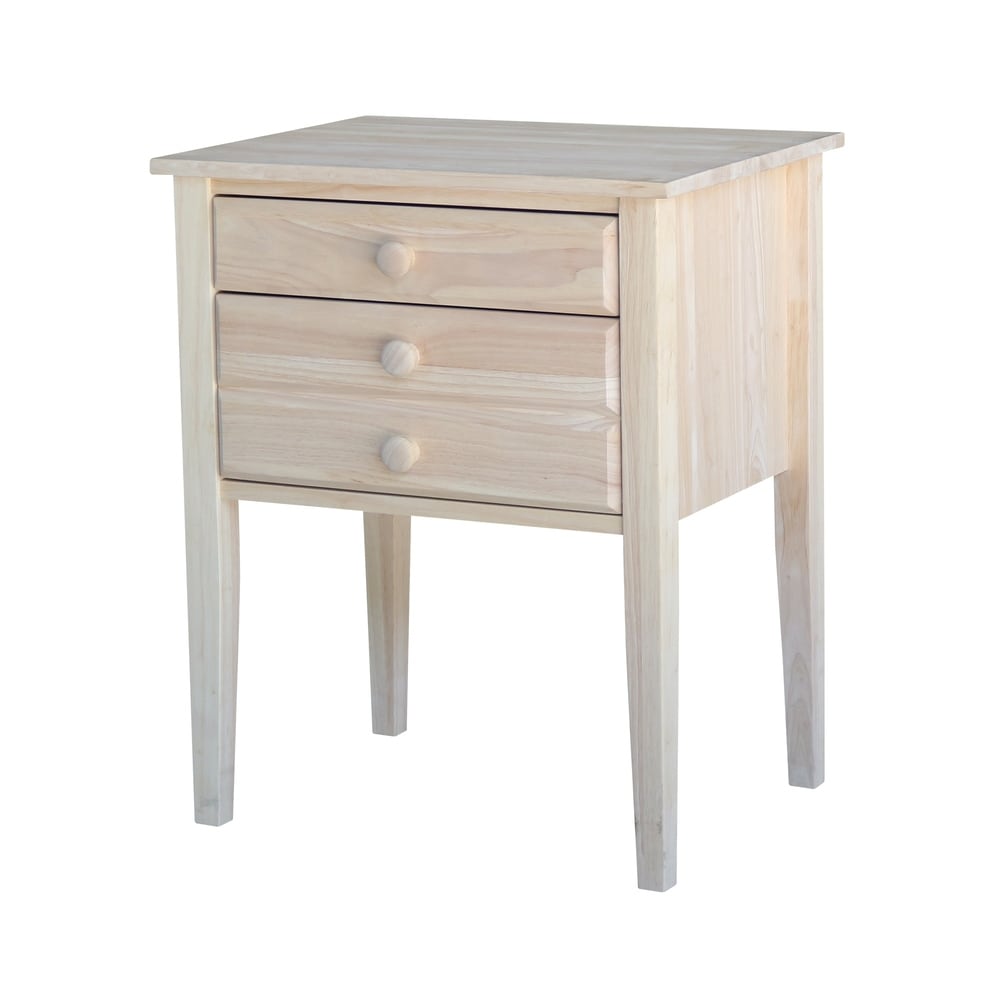 Unfinished Solid Parawood 2 Drawer Accent Table