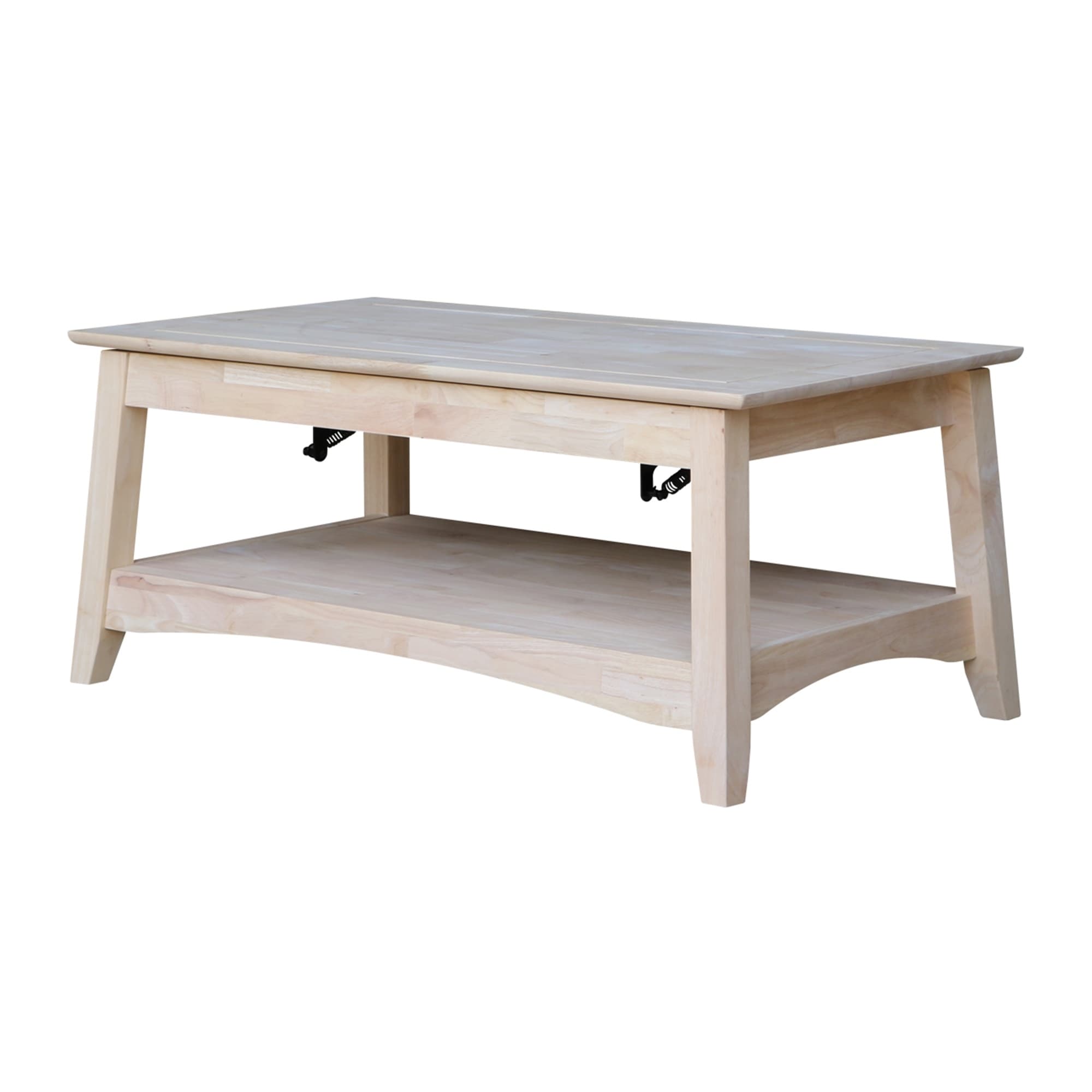 Unfinished Solid Parawood Bombay Tall Lift Top Coffee Table