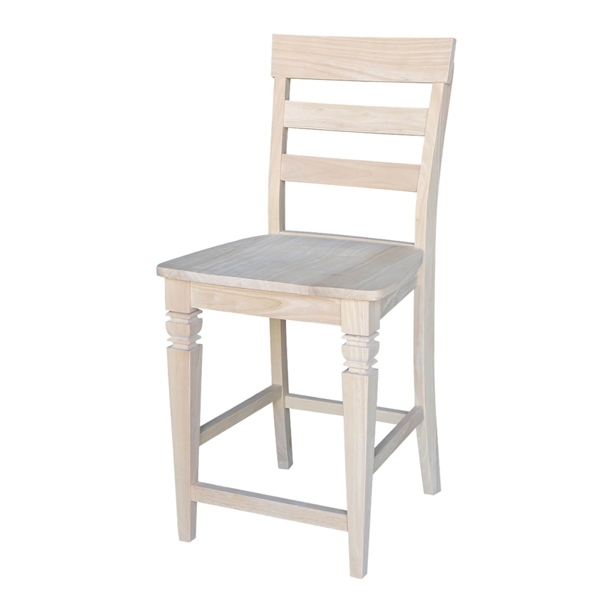 24 Inch Unfinished Solid Parawood Java Stool