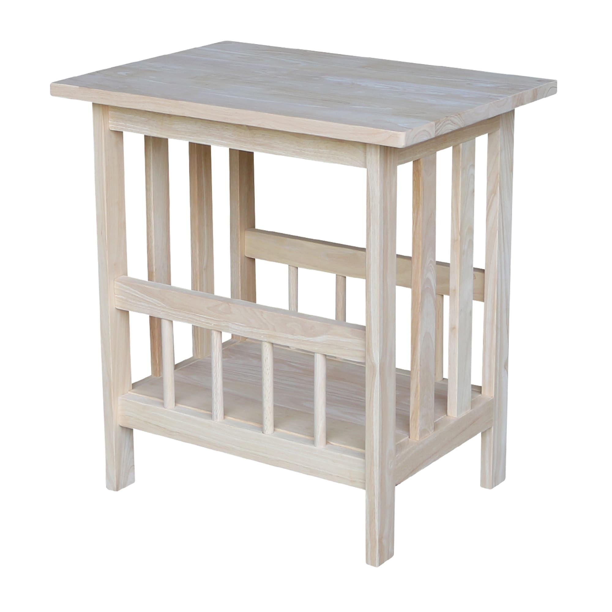 Unfinished Solid Parawood Mission Magazine End Table