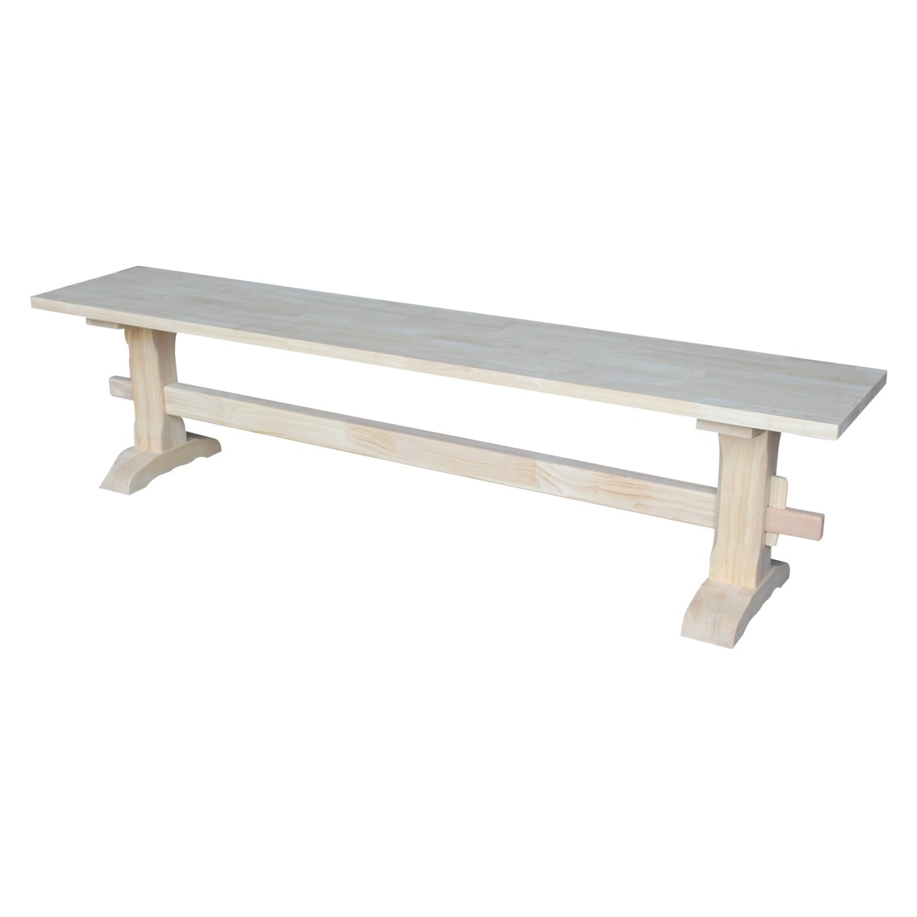 Unfinished Solid Parawood Trestle Bench
