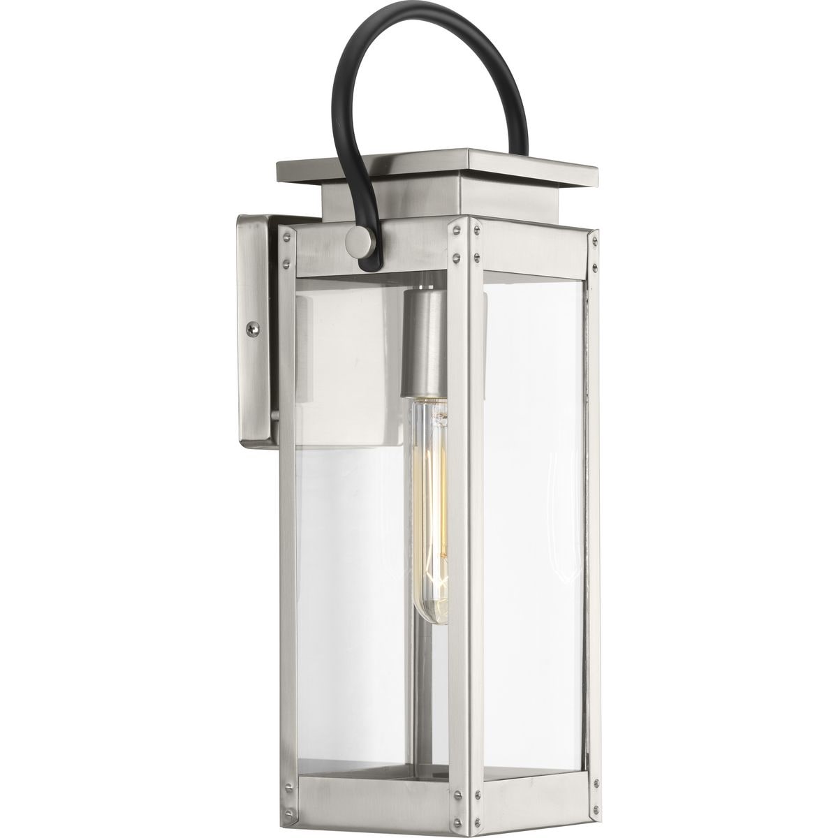 Union Square Silver Colored Stainless Steel Small One Light Wall Lantern