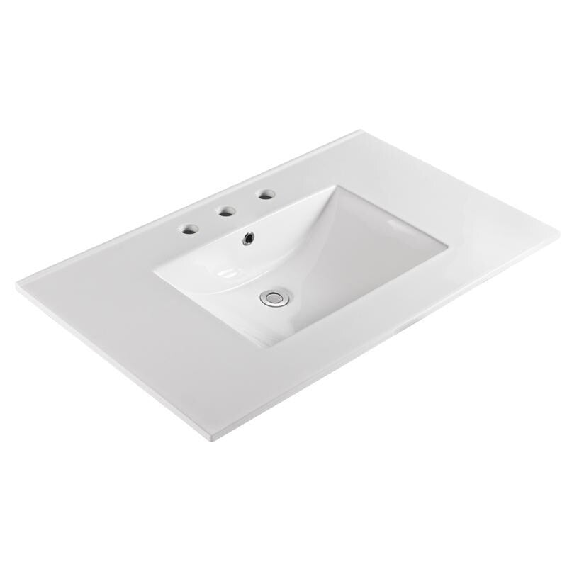 Unique 37 W X 22 L Virtuous China Vanity Top In White