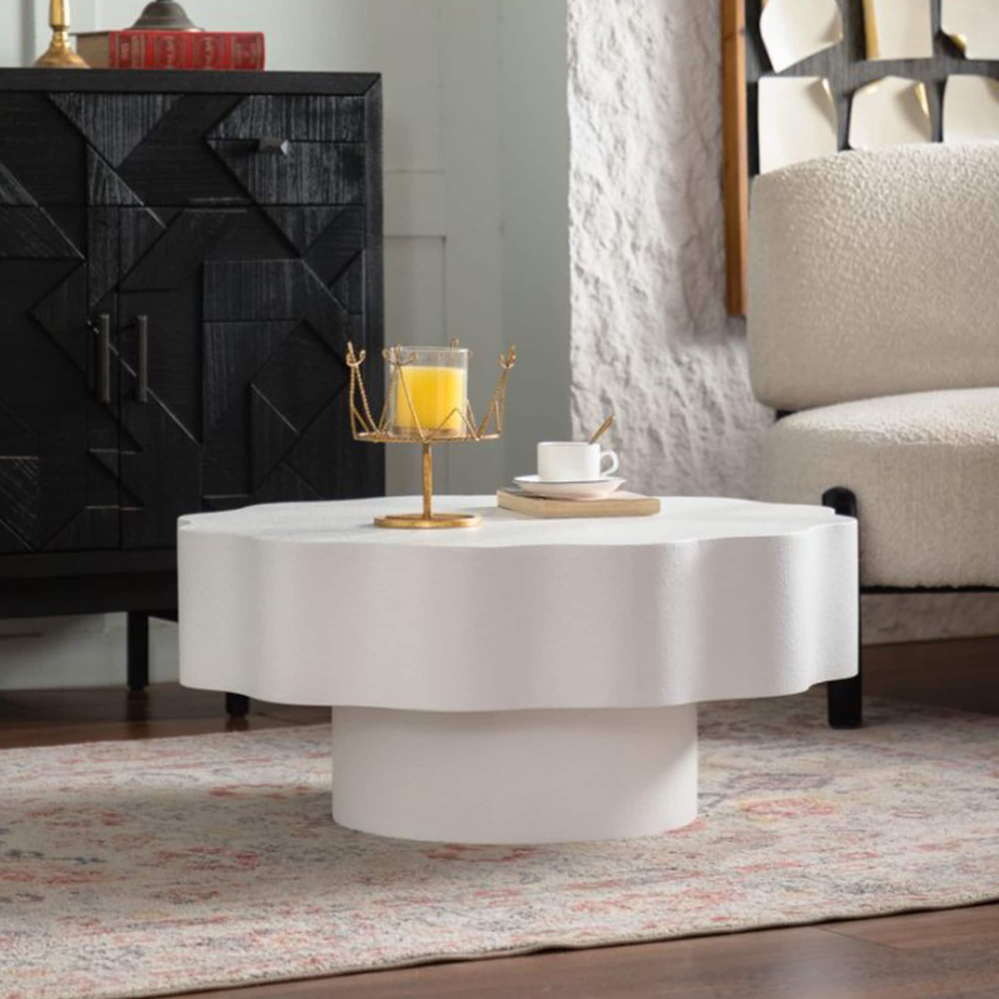 Unique Coffee Table Side Table Sofa Table For Living Room Cream White End Table Center Table Cocktail Table