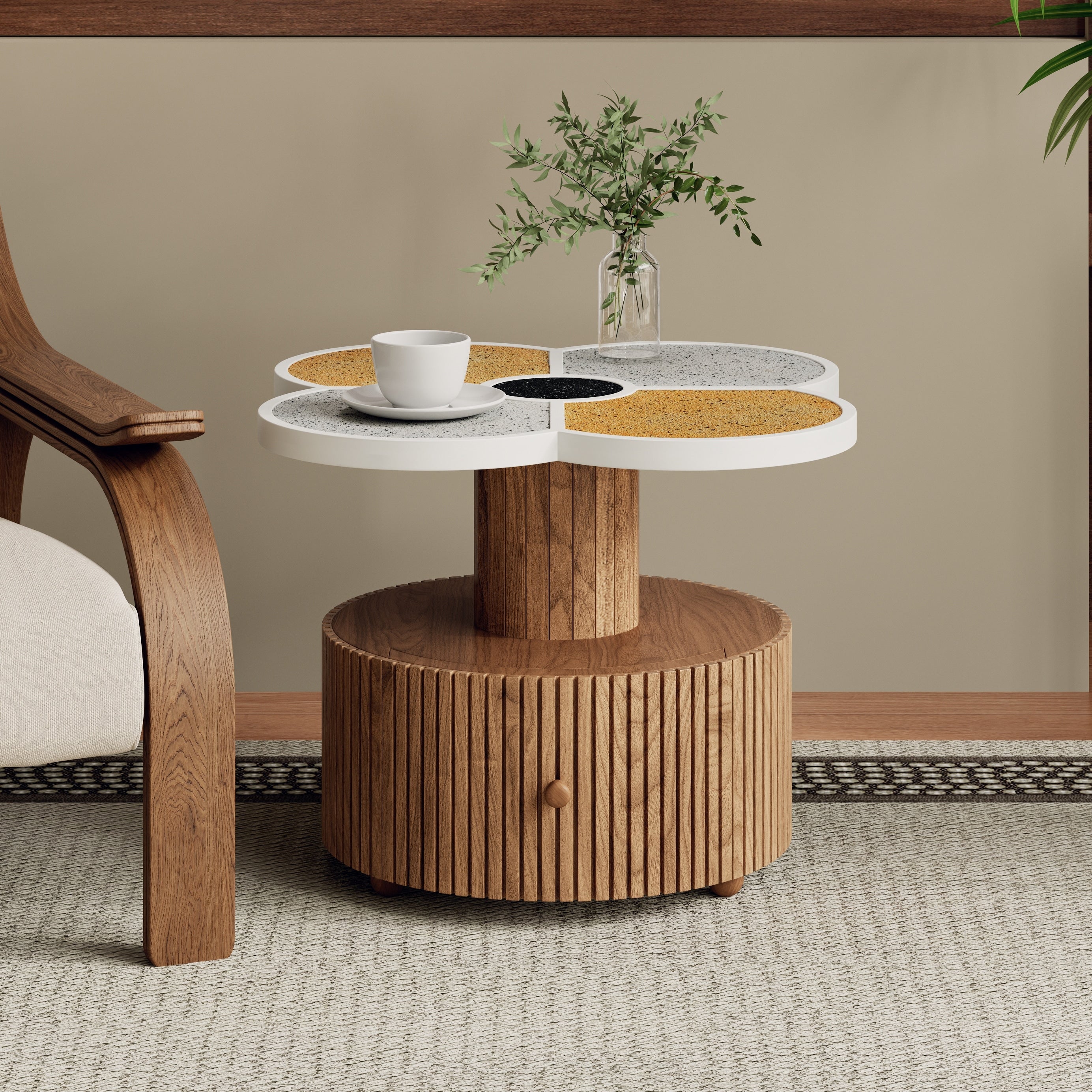 Unique Four Leaf Clover Side Table For Living Room Bedroom Small Spaces