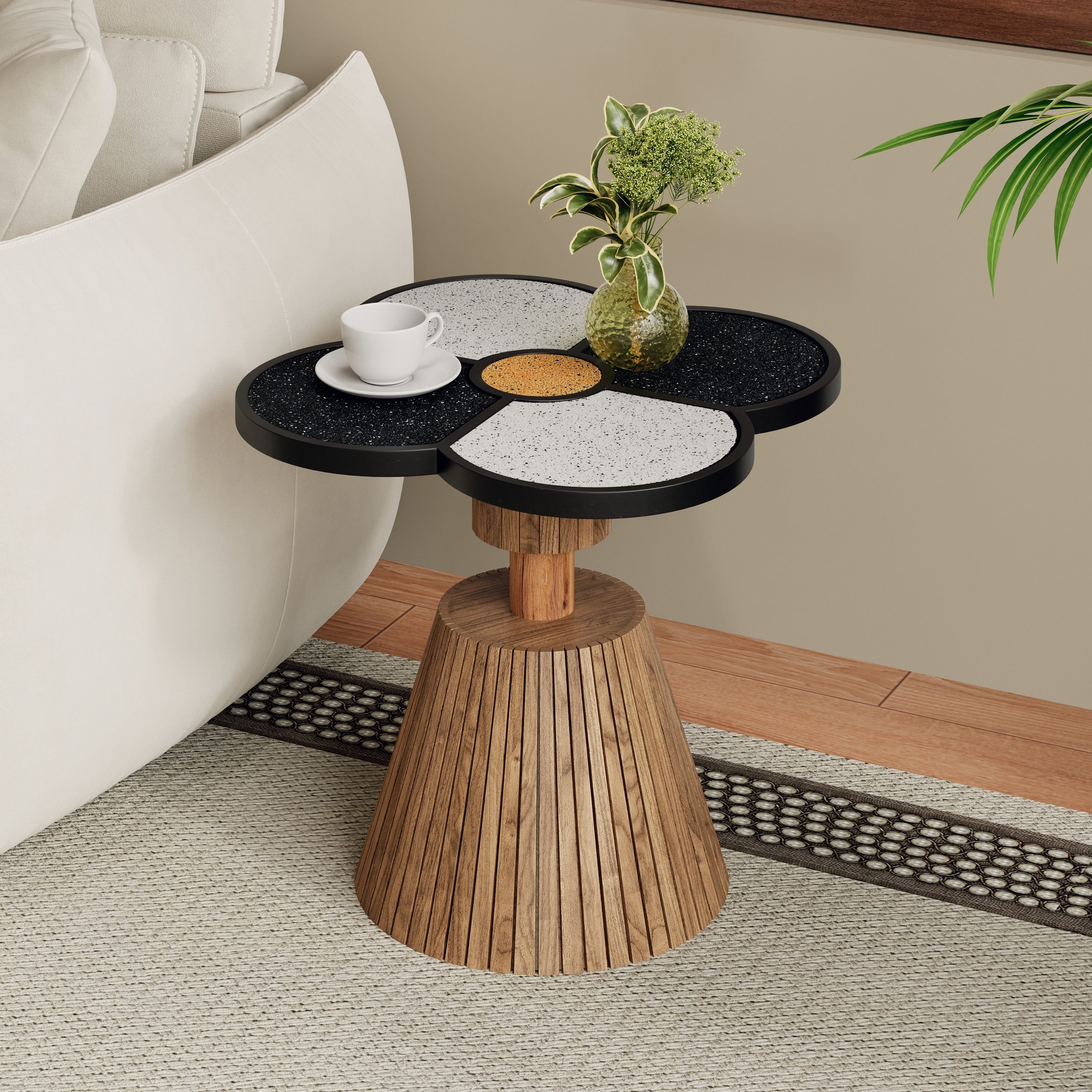 Unique Four Leaf Clover Side Table For Living Room Bedroom Small Spaces
