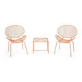 Unique Outdoor Chat Set With 2 Side Chairs Coffee Table Patio Conversation Set Orange Garden Bistro Set