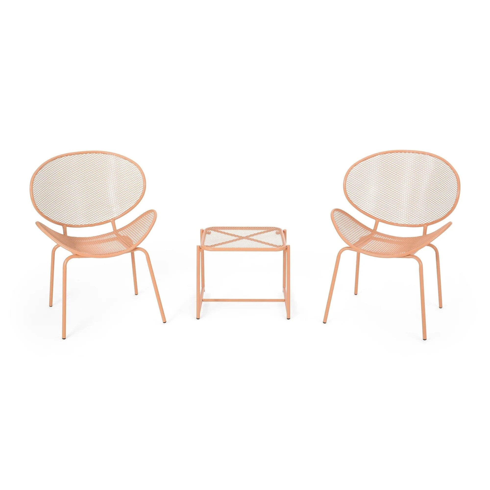 Unique Outdoor Chat Set With 2 Side Chairs Coffee Table Patio Conversation Set Orange Garden Bistro Set