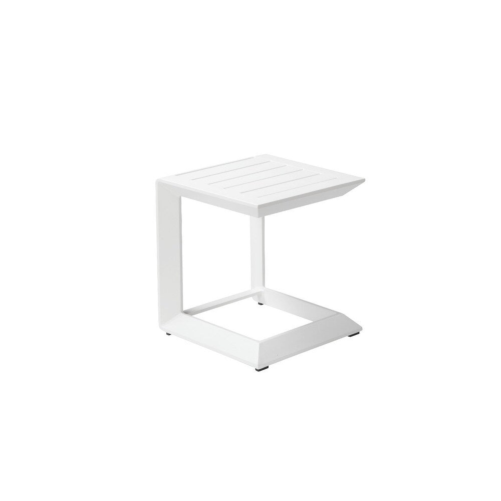 Uniquely Structured Contemporary Aluminum Side Table White