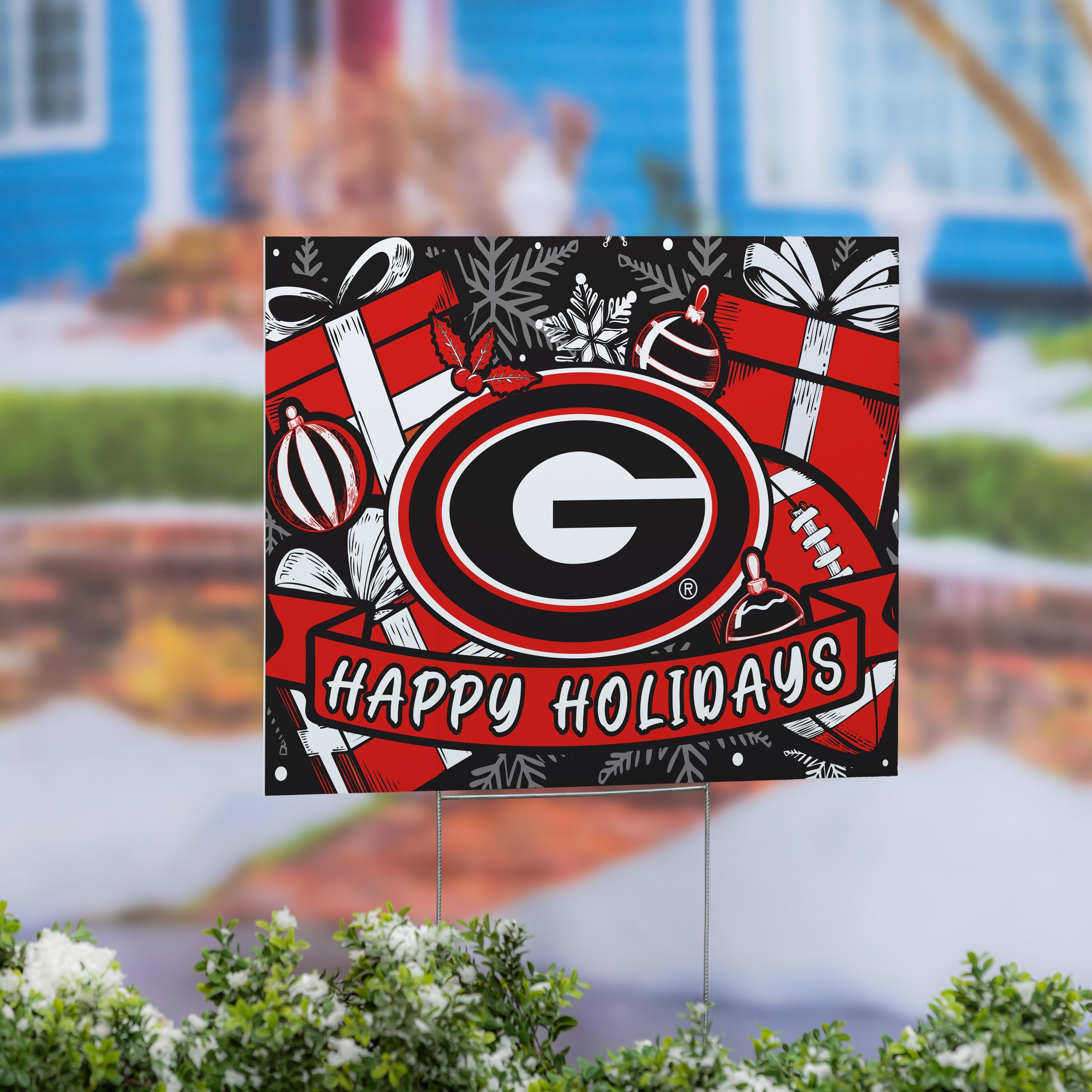 University Of Georgia Yard Sign Happy Holidays 24 X 18