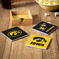 University Of Iowa 4 Piece Ceramic Coasters Set With Wood Caddy