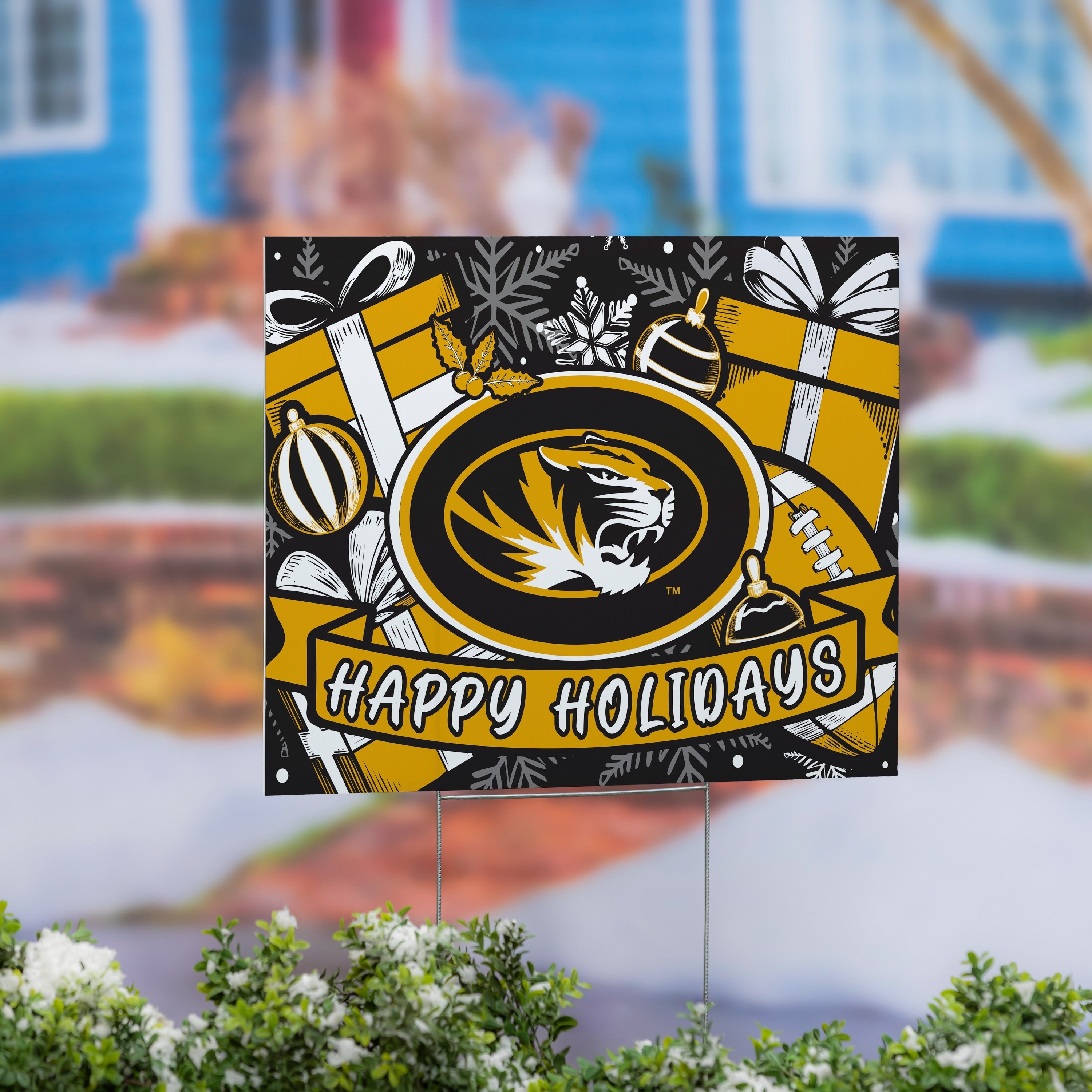 University Of Missouri Yard Sign Happy Holidays 24 X 18