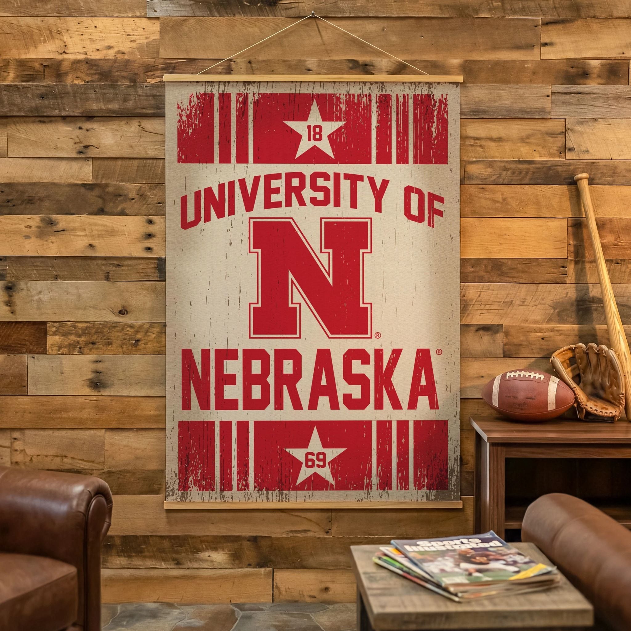University Of Nebraska Canvas Wall Tapestry