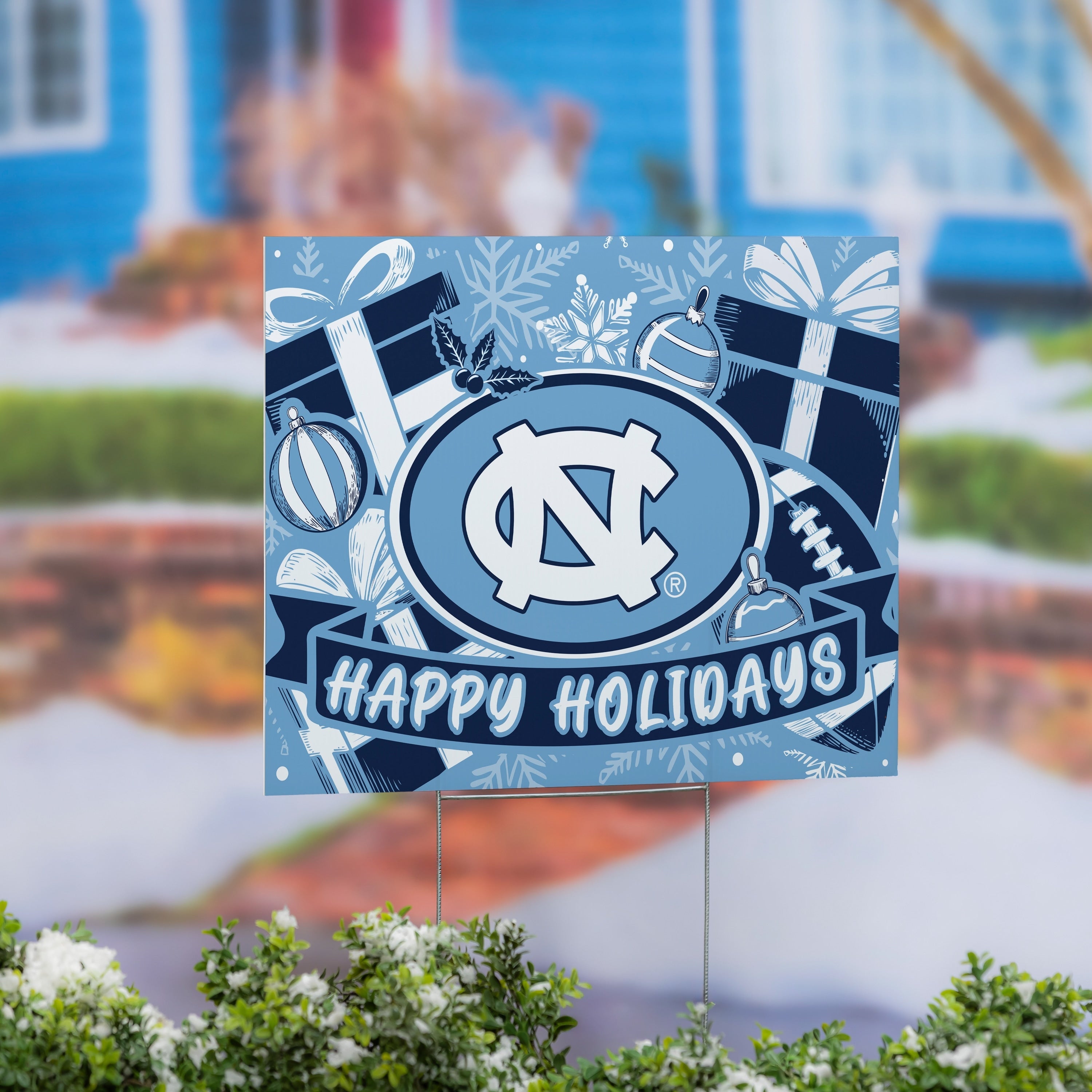 University Of North Carolina Yard Sign Happy Holidays 24 X 18