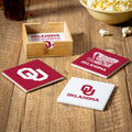 University Of Oklahoma 4 Piece Ceramic Coasters Set With Wood Caddy