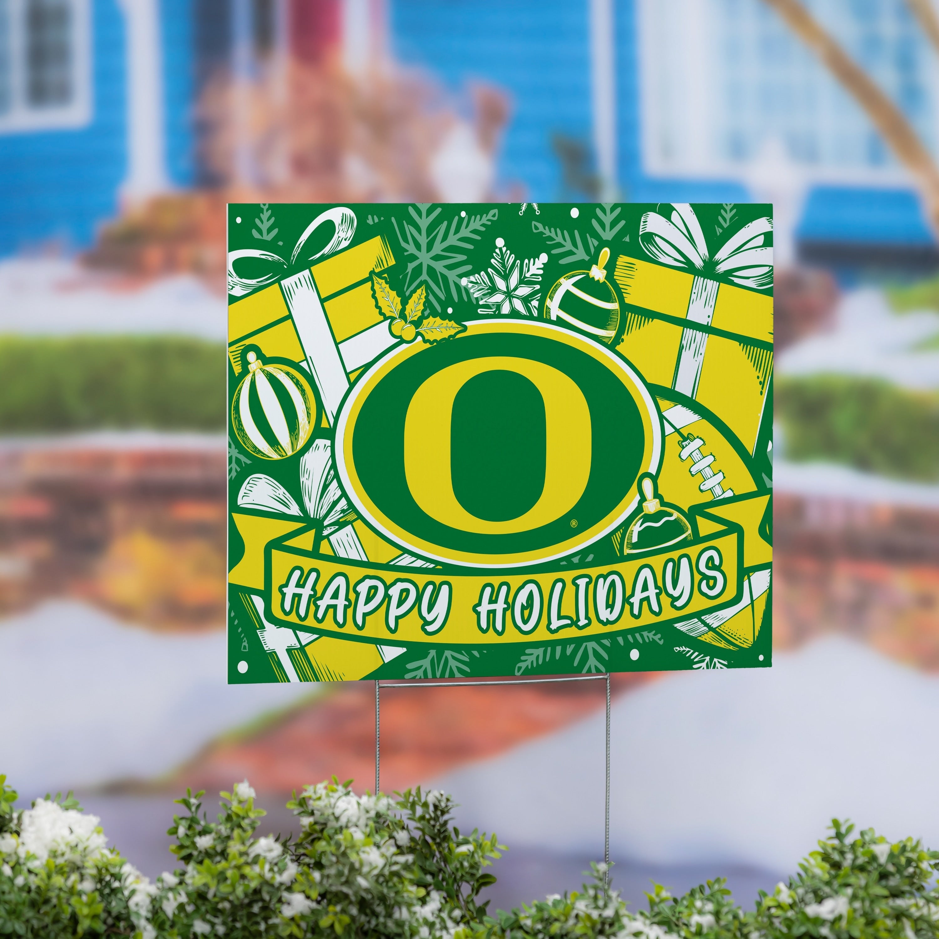University Of Oregon Yard Sign Happy Holidays 24 X 18