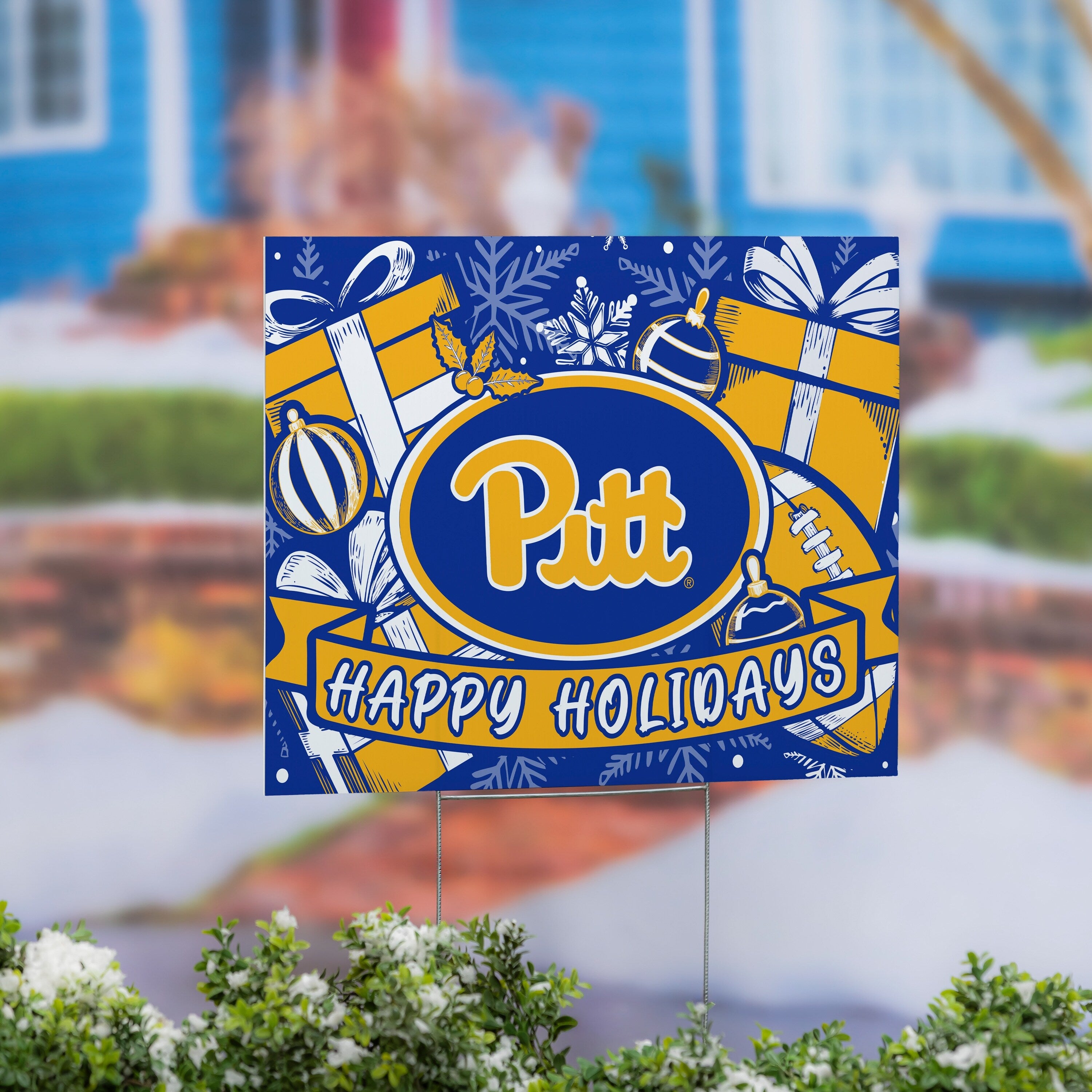 University Of Pittsburgh Yard Sign Happy Holidays 24 X 18