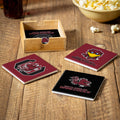 University Of South Carolina 4 Piece Ceramic Coasters Set With Wood Caddy