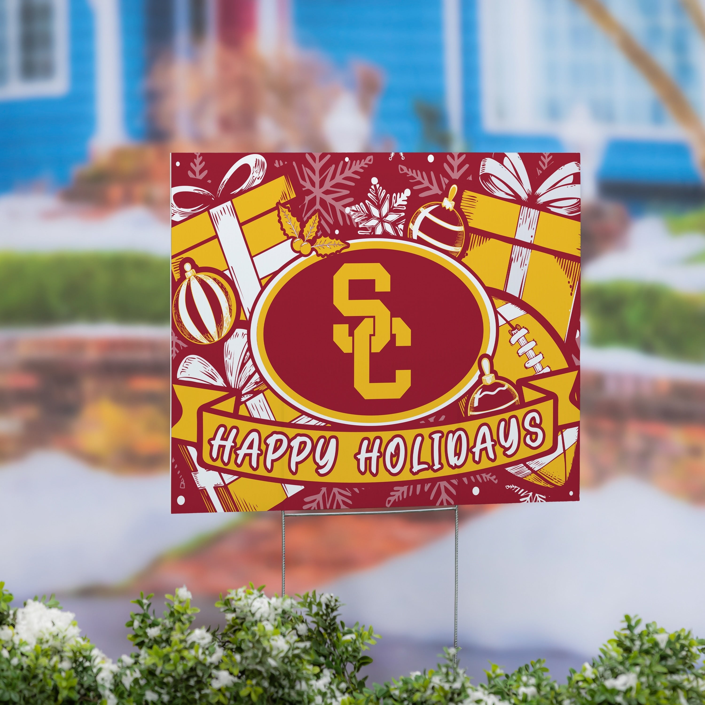 University Of Southern California Yard Sign Happy Holidays 24 X 18