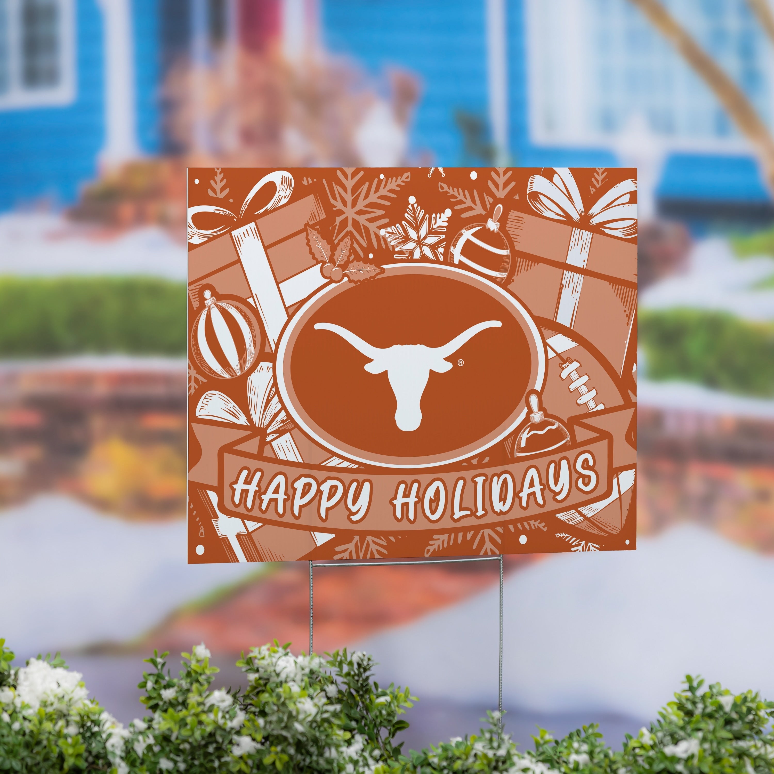 University Of Texas Yard Sign Happy Holidays 24 X 18