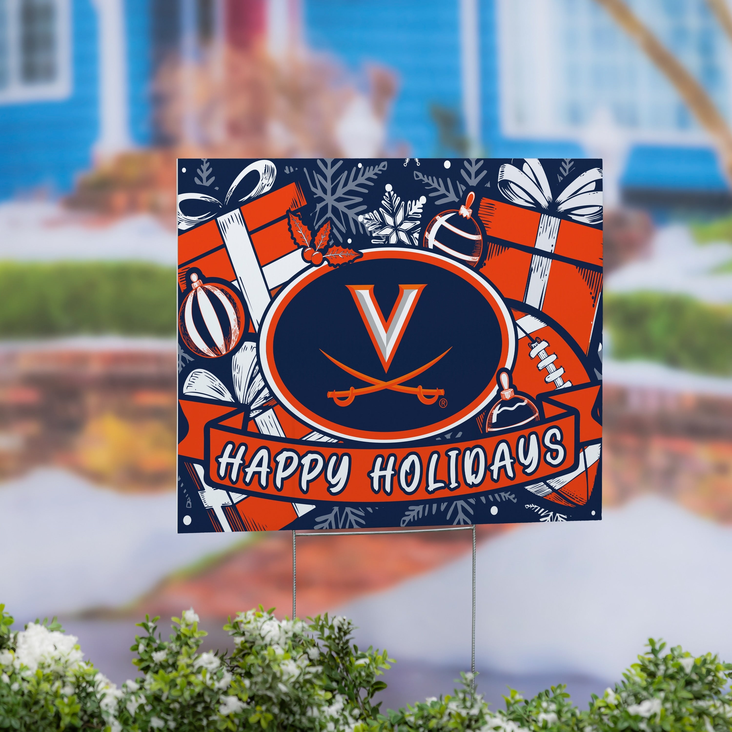 University Of Virginia Yard Sign Happy Holidays 24 X 18