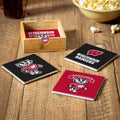 University Of Wisconsin Madison 4 Piece Ceramic Coasters Set With Wood Caddy