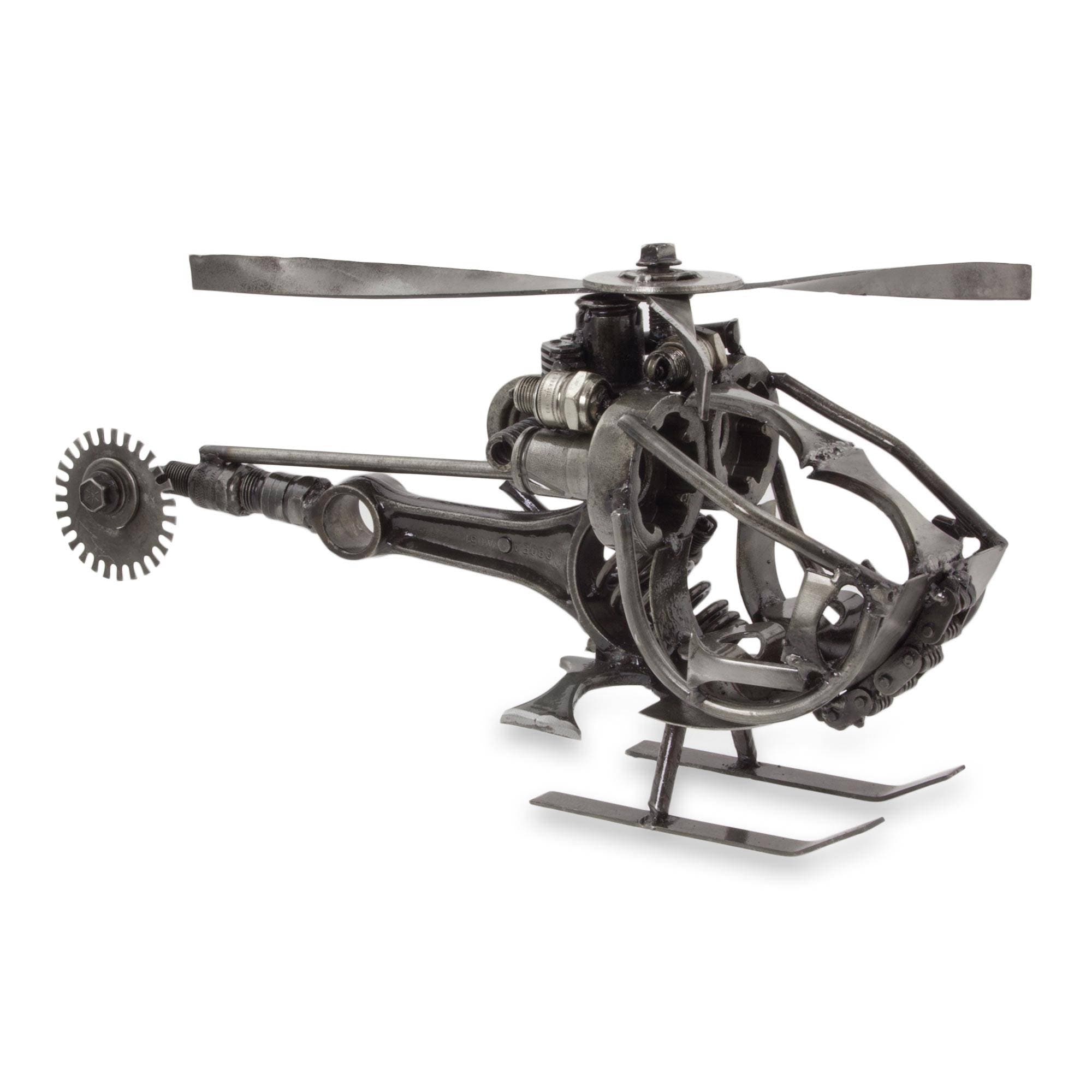 Upcycled Auto Part Sculpture Helicopter Mexico