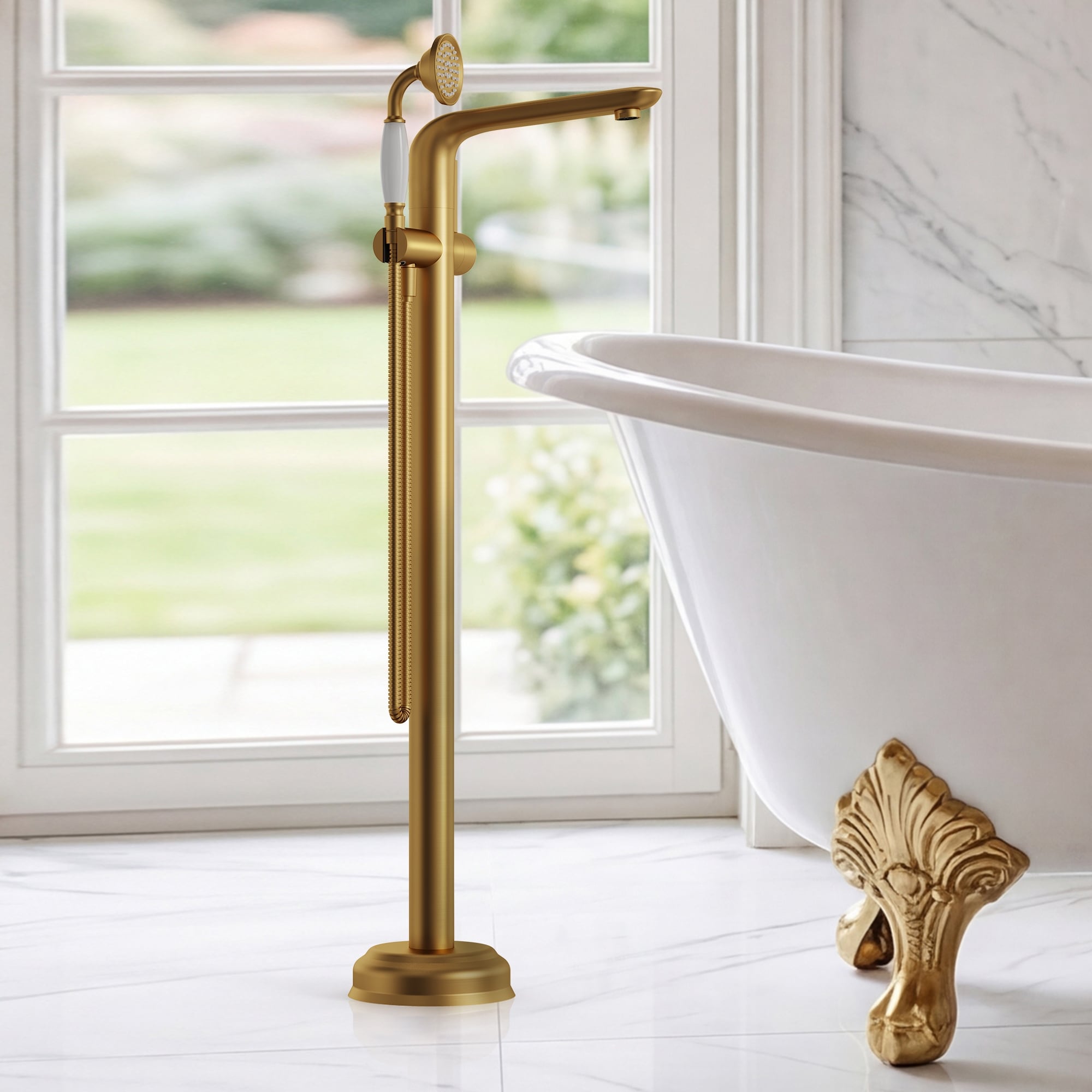 Upgraded Reinforced Freestanding Tub Faucet With 360 Swivel Spout High Flow Tub Filler