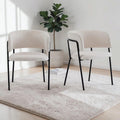 Upholstered Arm Dining Chair Set Of 2 Modern Stylish Padded Seat Kitchen Chairs With Armrest