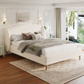 Upholstered Bed Wingback Platform Bed With Boucle Fabric