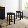Upholstered Black 24 Inch Square Seat Bar Stools Set Of 2