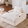 Upholstered Boneless Sleeper Sofa Bed Chaise Lounge With Cup Holders For Small Spaces