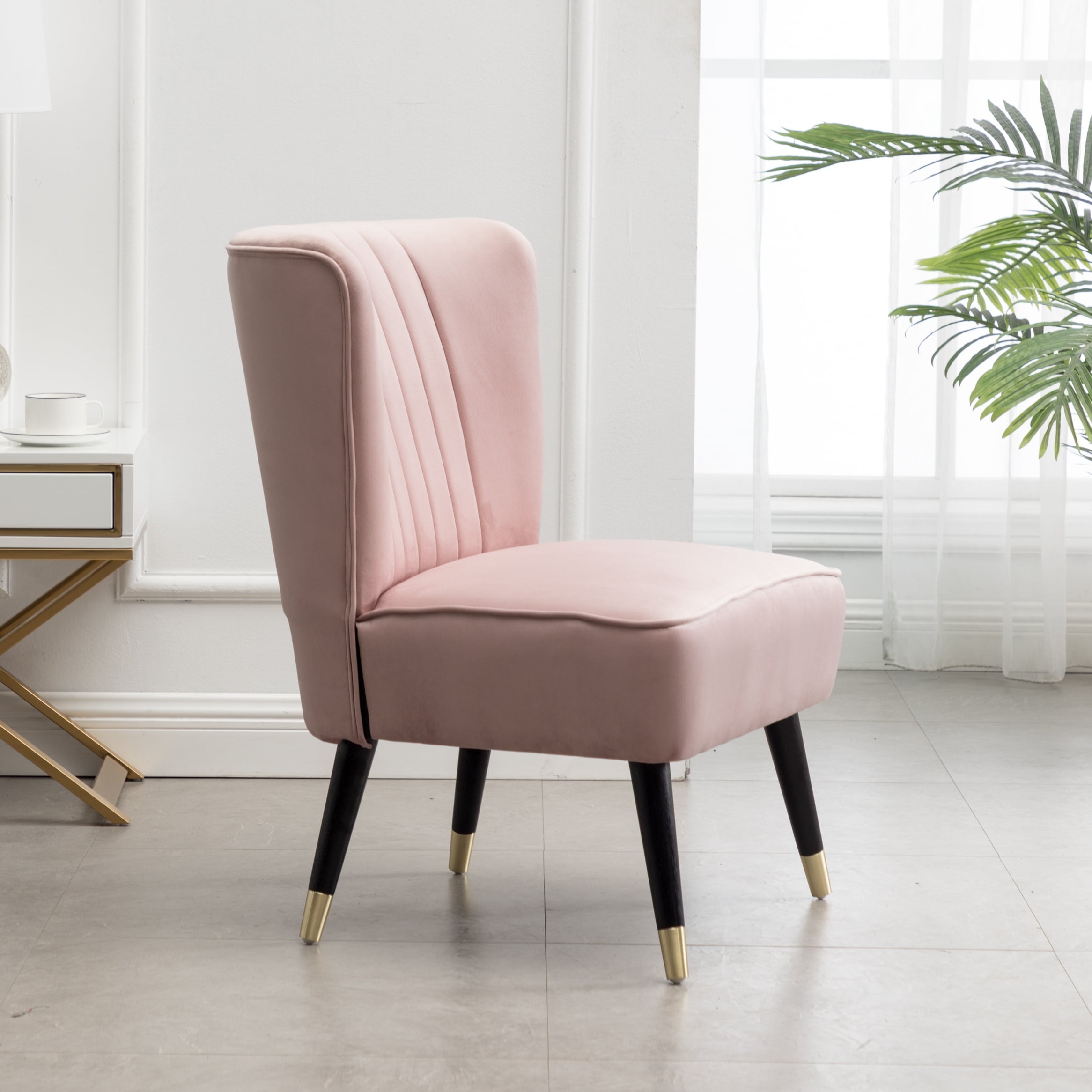 Upholstered Chair Side Chair Lobby Chair Leisure Chair Armless Chair Pink Corner Chair For Living Room