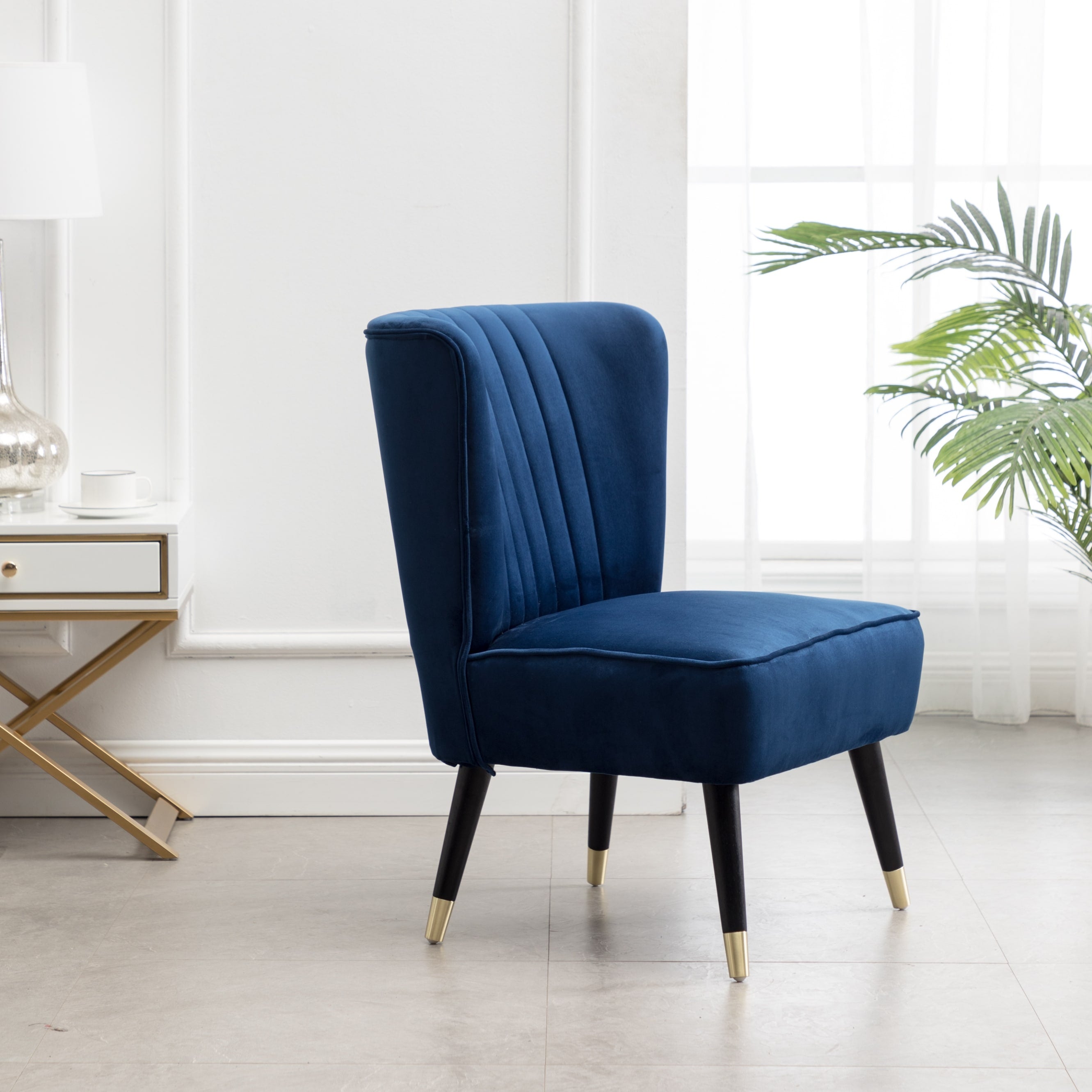 Upholstered Chair Side Chair Lobby Chair Leisure Chair Blue Armless Chair Corner Chair For Living Room