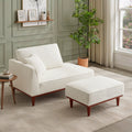 Upholstered Chaise Lounge And Stool For Living Room Bedroom Quick Assembly And Maintenance Round Wooden Legs