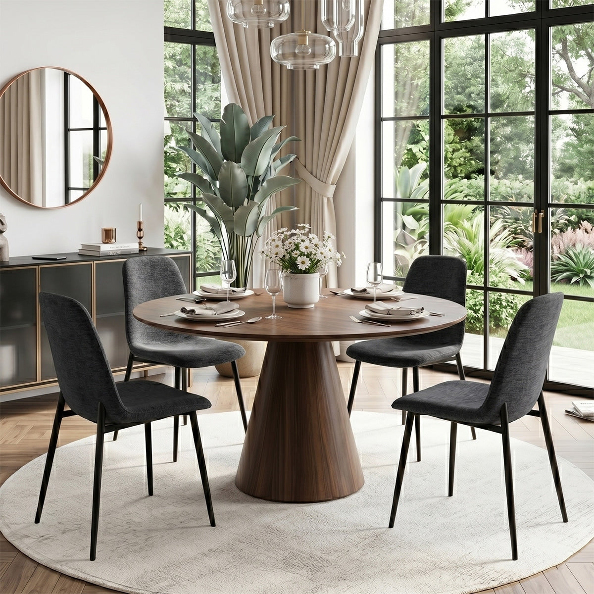 Upholstered Chenille Side Dining Chair Set Of 4