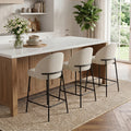 Upholstered Counter Height Bar Stool Set With Curved Back And Metal Frame