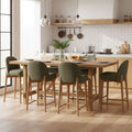Upholstered Counter Stool With Oak Wood Legs Set Of 6