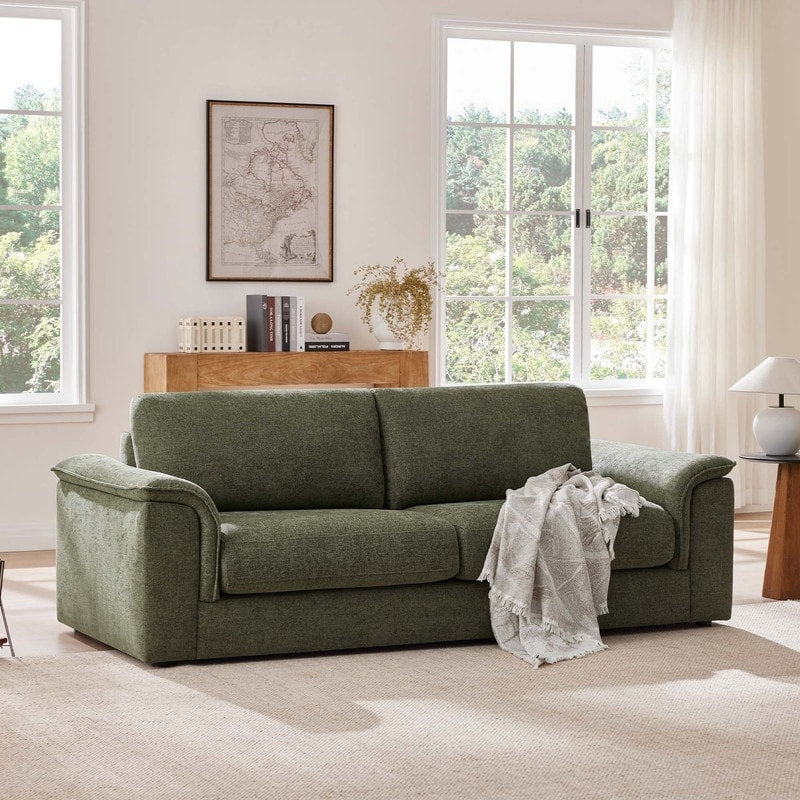Upholstered Curved 3 Seat Sofa For Living Room
